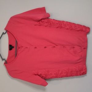 Talbot's Button down pink granny core short sleeve top